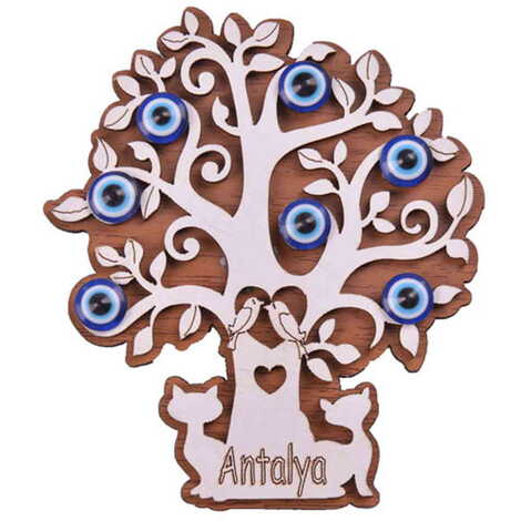 Antalya Themed Wooden Engraved Souvenir Fridge Magnet - 4