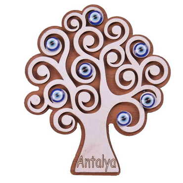 Antalya Themed Wooden Engraved Souvenir Fridge Magnet - 13