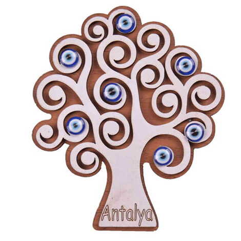 Antalya Themed Wooden Engraved Souvenir Fridge Magnet - 13
