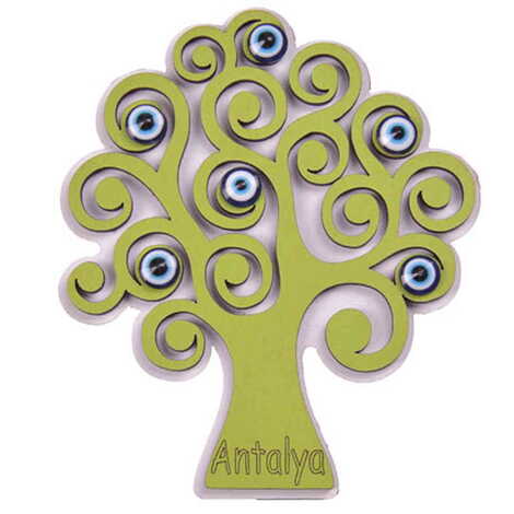 Antalya Themed Wooden Engraved Souvenir Fridge Magnet - 14