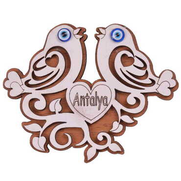 Antalya Themed Wooden Engraved Souvenir Fridge Magnet - 16