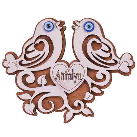 Antalya Themed Wooden Engraved Souvenir Fridge Magnet - 16