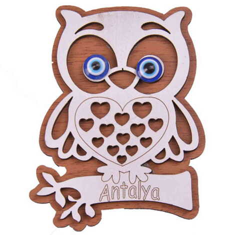 Antalya Themed Wooden Engraved Souvenir Fridge Magnet - 17