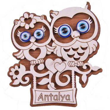 Antalya Themed Wooden Engraved Souvenir Fridge Magnet - 18