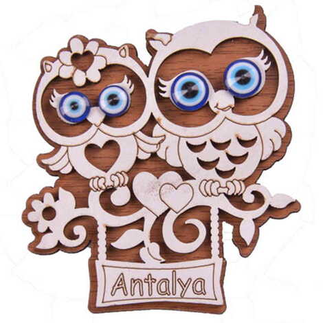 Antalya Themed Wooden Engraved Souvenir Fridge Magnet - 18