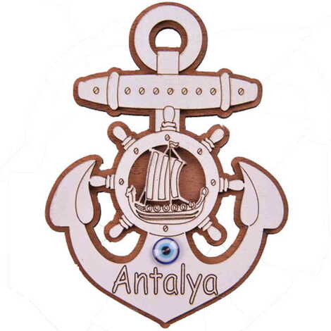 Antalya Themed Wooden Engraved Souvenir Fridge Magnet - 19