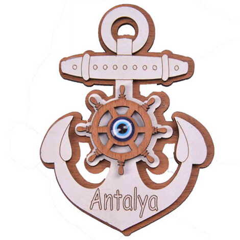 Antalya Themed Wooden Engraved Souvenir Fridge Magnet - 21