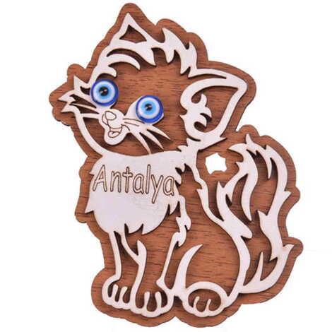 Antalya Themed Wooden Engraved Souvenir Fridge Magnet - 22