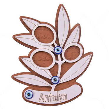 Antalya Themed Wooden Engraved Souvenir Fridge Magnet - 26