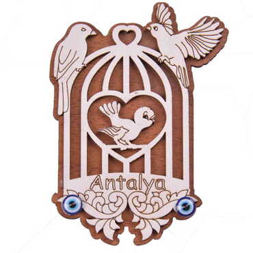 Antalya Themed Wooden Engraved Souvenir Fridge Magnet - 27