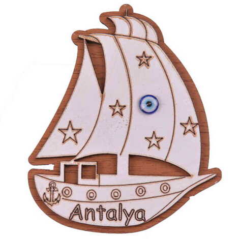 Antalya Themed Wooden Engraved Souvenir Fridge Magnet - 32