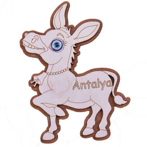 Antalya Themed Wooden Engraved Souvenir Fridge Magnet - 33