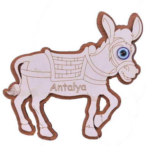 Antalya Themed Wooden Engraved Souvenir Fridge Magnet - 34
