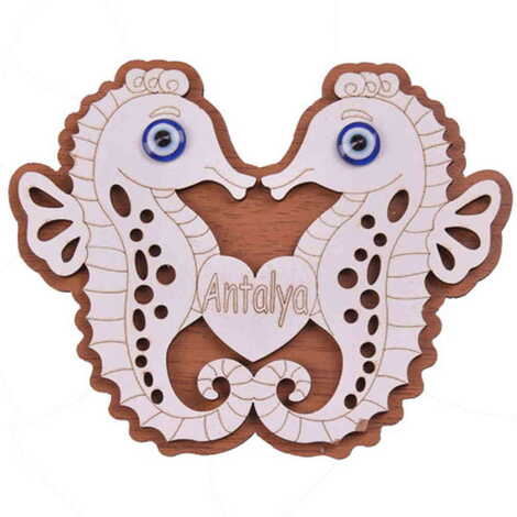Antalya Themed Wooden Engraved Souvenir Fridge Magnet - 35