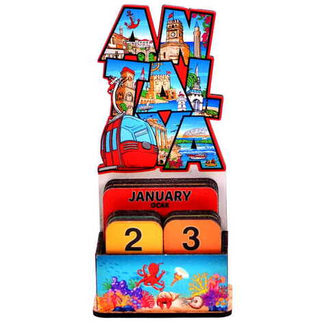 Antalya Themed Wooden Table Calendar - 5