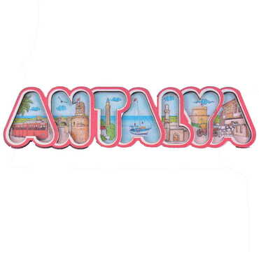 Antalya Themed Wooden UV Printed City Name Letter Fridge Magnet - Thumbnail