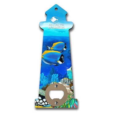 Aquapark Themed Lighthouse Shaped Printed MDF Wooden Bottle Opener 188x77 mm