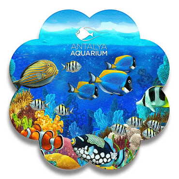 Myros - Aquapark Temalı Myros Ahşap Papatya Bardak Altlığı 100 mm