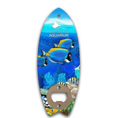 Toptan Aquapark Temalı Myros Ahşap Sörf Tahtası Açacak Magnet 185x72 mm - 1