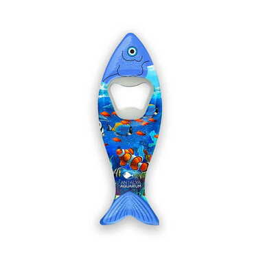 Aquapark Themed Customised UV Printed Fish Shape Printed Plastic Base Bottle Opener 42x130 mm