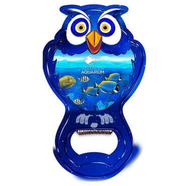 Aquapark Themed Owl Shaped Metal Magnetic Bottle Opener 88x47 mm