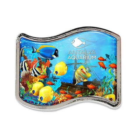 Toptan Aquapark Temalı Myros Metal Bayrak Rozet 25x20 mm