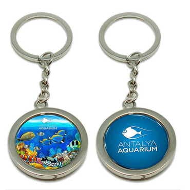 Aquapark Themed Metal Spinner Keychain 38x100 mm