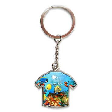 Aquapark Themed Metal T-Shirt Shaped Keychain 34x92 mm
