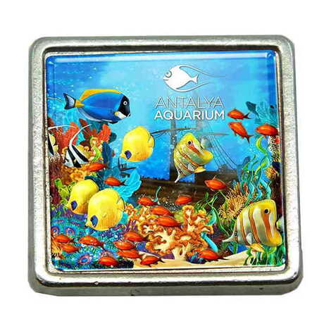Aquapark Temalı Myros Metal Kare Rozet 18x18 mm