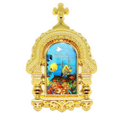 Myros - Aquapark Temalı Myros Metal Kilise Magnet 45x75 mm