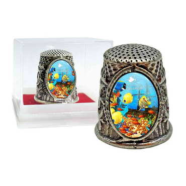 Aquapark Themed Collectible Souvenir Thimble With Gift Box - Oval Shape 20x25 mm
