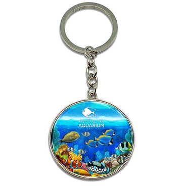 Aquapark Themed Metal Round Keychain 40x100 mm