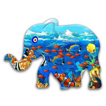 Toptan Aquapark Temalı Uv Baskılı Fil Şekilli Magnet 86x62 mm - Myros
