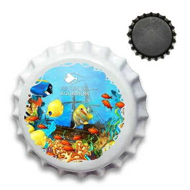 Aquapark Themed Customised UV Printed Metal Crown Cap Shaped Fridge Magnet 30 mm