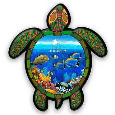 Aquapark Themed Customised UV Printed Plastic Base Turtle Shaped Fridge Magnet 80x74 mm