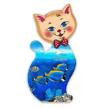 Aquapark Themed Customised UV Printed Plastic Base Cat Shaped Fridge Magnet 43x87 mm