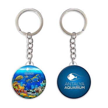 Aquapark Themed Customised UV Printed Plastic Base Square Keyring 38x100 mm