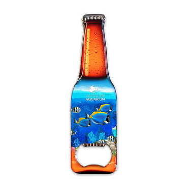 Aquapark Themed Beer Bottle Shaped Metal Magnetic Bottle Opener 130x39 mm - Thumbnail