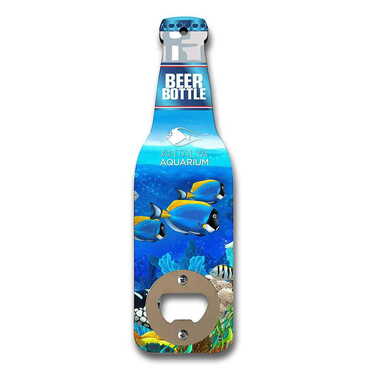 Myros - Aquapark Themed Beer Bottle Shaped Printed MDF Wooden Bottle Opener 200x59 mm