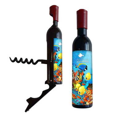 Myros - Aquapark Themed Bottle Shaped Metal Wine Bottle Corkscrew Opener-Magnetic 115x25x25 mm