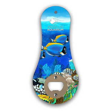 Aquapark Themed Classic Shaped Printed MDF Wooden Bottle Opener 170x79 mm - Thumbnail