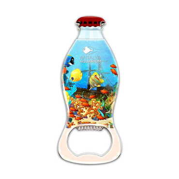 Aquapark Themed Coke Bottle Shaped Metal Magnetic Bottle Opener 120x41 mm - Thumbnail