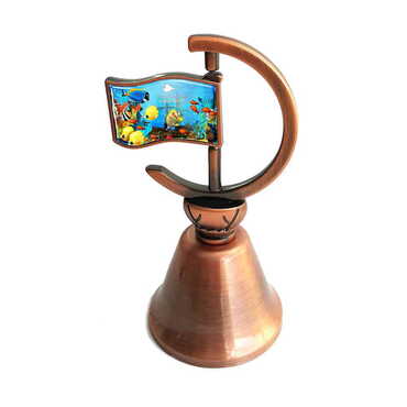 Aquapark Themed Collectible Souvenir Double Face Metal Spinner Flag Bell - Bronze Color - Myros