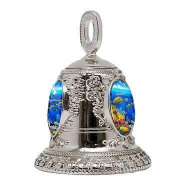 Myros - Aquapark Themed Collectible Souvenir Metal Bell - Golden Color 45x60 mm