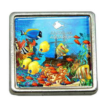 Myros - Aquapark Themed Collectible Souvenir Metal Square Pin 18x18 mm