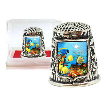 Myros - Aquapark Themed Collectible Souvenir Thimble With Gift Box - Shield Shape 20x25 mm