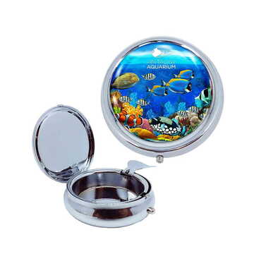 Myros - Aquapark Themed Customised Metal Epoxy Travel Pocket Ashtray 50x15 mm