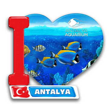 Myros - Aquapark Themed Customised UV Printed Plastic Base Heart Shaped Fridge Magnet 86x62 mm