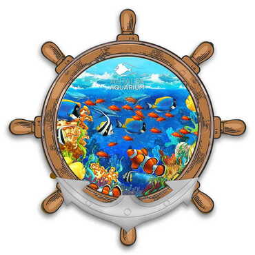 Myros - Aquapark Themed Customised UV Printed Plastic Base Marin Rudder Shaped Fridge Magnet 82x82 mm