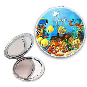 Myros - Aquapark Themed Customised Uv Printed Round Compact Mirror 72x11 mm